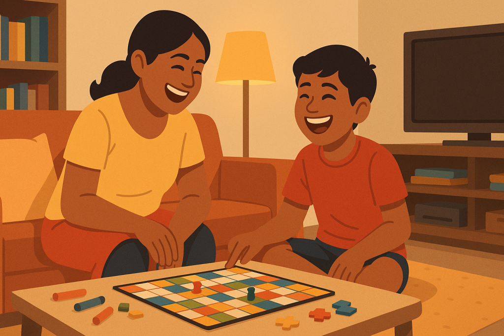 Parent and child enjoying quality time together without screens.